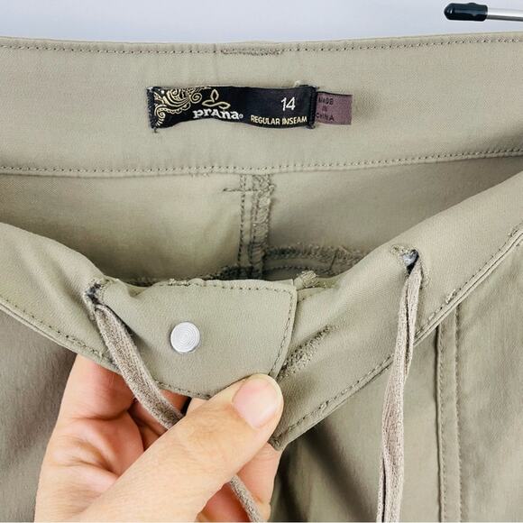 PrAna Monarch Convertible Hiking Pant Zip Off Stretch Drawstring Tan Size 14 - Picture 11 of 13